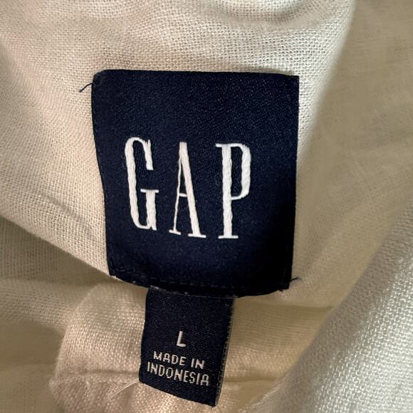 GAP Men’s Long-Sleeve White Linen Rayon Blend Button-Up Shirt NWT (L) - Picture 4 of 6
